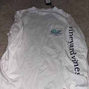 Vineyard Vines White Shirt with Blue and Green Logo